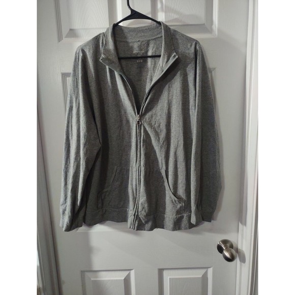 Avenue Body At Ease Light Jacket Size 18/20 Gray Front Zip - Picture 1 of 8